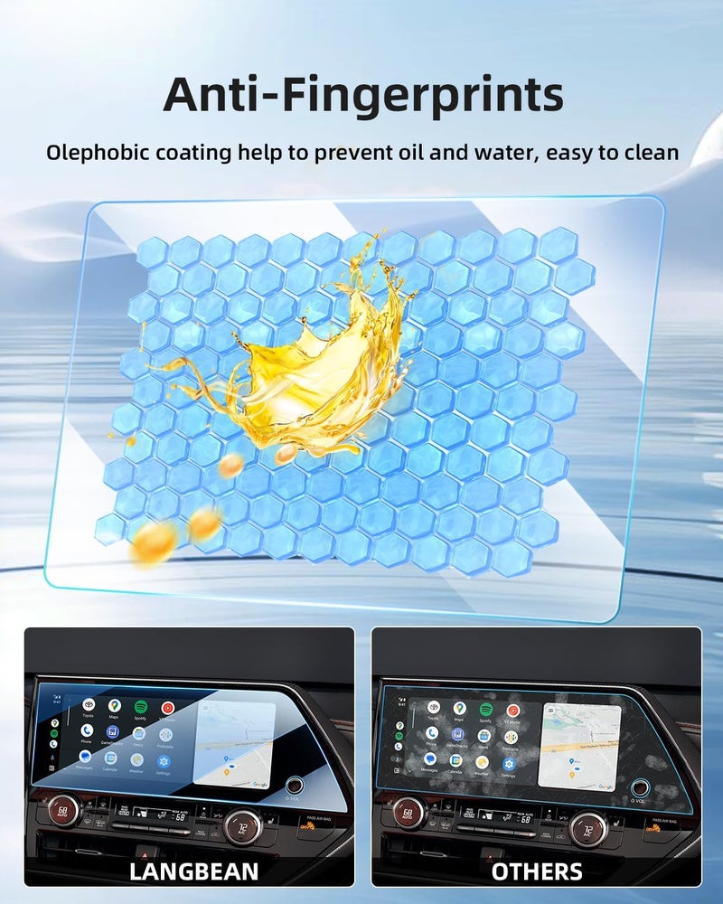 LANGBEAN Screen Protector for 2023 2024 2025 Toyota Highlander 12.3 inch Touchscreen, HD Clear, High Sensitivity, 9H Tempered Glass Car Navigation Screen Protector - Image 3